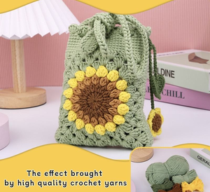 Customized Mobile Phone Bag Do It Yourself Soft Sunflower Pattern Knitting & Crochet DIY Kit Best Crochet Kit Gift