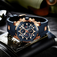 Montre pour homme, montre-bracelet tendance, sport, multifonction, chronographe, bracelet en silicone, aiguilles lumineuses, montres pour hommes