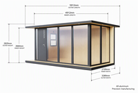 COCOVIA Studio de jardin modulaire 4,4 m en aluminium, bureau préfabriqué pour l'arrière-cour, cabine isolée moderne pour les centres de villégiature et l'hôtellerie