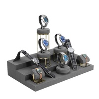 Accessoires de bracelet de montre incurvés en fibre super présentoir de bijoux de luxe en forme d'échelle trapézoïdale grise haut de gamme pour bracelet de montre