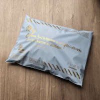 Enveloppes en polyéthylène bleues mates personnalisées avec impression dorée - Sacs d'expédition de luxe pour vêtements - Grands sacs postaux pour le commerce électronique