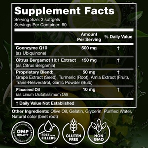 Cápsulas de CoQ10 de Alta Calidad para Aumentar la Energía, Promueven la Salud del Corazón y el Apoyo Antioxidante para Hombres y Mujeres - Product Image 2