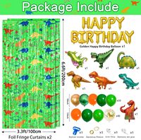 Kit de guirlande d'arche de ballons d'anniversaire écologique personnalisé de 5 m, accessoires de toile de fond, rideau à franges en aluminium, ballons dinosaures en aluminium vert et orange