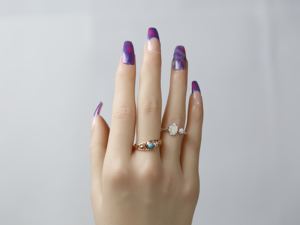 <span class=keywords><strong>Uñas</strong></span> Postizas Largas de ABS con Efecto Degradado Violeta, <span class=keywords><strong>Forma</strong></span> de <span class=keywords><strong>Bailarina</strong></span> Cuadrada con Acentos Coloridos Franceses Nude y Pegamento - Product Image 3