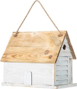 Nichoir à oiseaux suspendu en bois pour l'extérieur, fait à la main, écologique, peint - Product Image 2