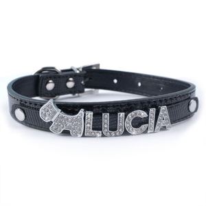 Collier pour chat personnalisé avec logo, livraison rapide, en PU de luxe, avec lettres brillantes et boucle en cristal pour DIY - Product Image 5