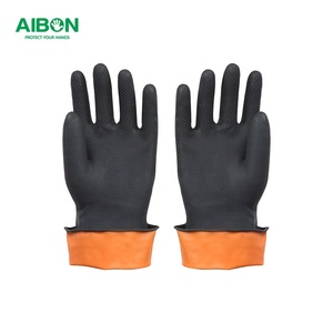 Fabricant chinois de gants de lavage en caoutchouc industriel noir et jaune, <span class=keywords><strong>pour</strong></span> <span class=keywords><strong>le</strong></span> ménage et la fabrication de tampons à récurer en latex - Product Image 5