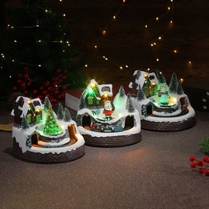 New Christmas Glowing <b>Music</b> Rotating Train Resin Ornament, Christmas Decoration Gift <b>Music</b> <b>Box</b> - Product Image 3