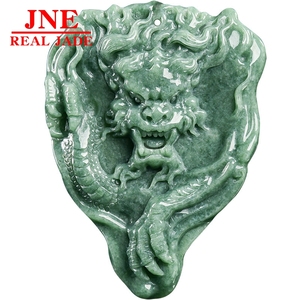 Pendentif en jade de dragon du zodiaque atmosphérique, de type émeraude naturelle, vert haricot, tridimensionnel, dominant, pour homme et femme - Product Image 5
