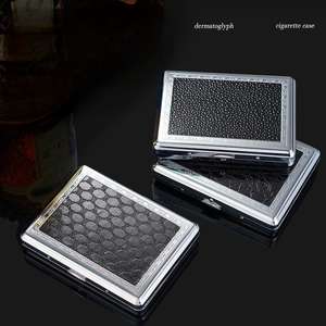 Étui à cigarettes en métal de texture en <span class=keywords><strong>cuir</strong></span> de 20 capacités résistant à l'écrasement et à l'eau - Product Image 6
