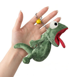 Al por mayor Colgante de peluche de lagarto con lengua fuera, con cara peculiar, creativo y feo, tipo camaleón Velboa, llavero para bolso de malla, para juegos - Product Image 1