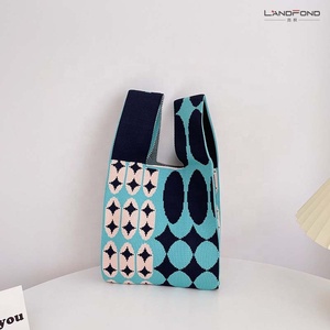 2023ニットチェッカーボードショルダーバッグ新しいレトロチェック柄レディースカジュアルトートハンドバッグ - Product Image 3