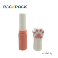 Tubes brillants à lèvres en forme de griffe de chat, pièces, 4g, couleur rose, avec baguettes