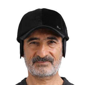 Gorra de béisbol de invierno para hombre con forro polar y orejeras, gorra plana cálida para deportes al aire libre, negra y gris - Product Image 5