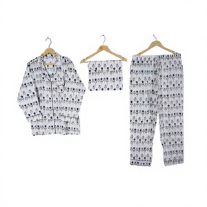 Conjunto de Pijama para Mujer con Estampado Floral Estilo Gitano, 100% Algodón, Manga Larga, Cintura Elástica, Corte Holgado, Transpirable, de Secado Rápido, Tejido de Punto - Product Image 1