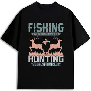 Camiseta de Hombre 100% Algodón, Manga Corta, Diseño Estampado de Pesca y Caza, Tejido Jersey Ecológico de 180 g/m², Impresión Serigráfica - Product Image 1