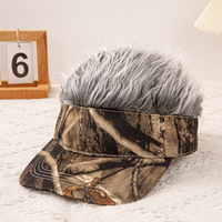Novedad transfronteriza: Gorra de béisbol con peluca de camuflaje para hombre, estilo urbano, con visera, protección solar