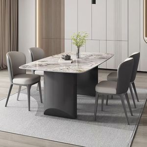 Mesa de <span class=keywords><strong>Comedor</strong></span> Minimalista de Lujo, Muebles de Cocina, Mesa de Piedra Sinterizada, <span class=keywords><strong>6</strong></span> <span class=keywords><strong>Sillas</strong></span> para <span class=keywords><strong>Comedor</strong></span>, Hogar, Apartamento <span class=keywords><strong>Pequeño</strong></span> - Product Image 6