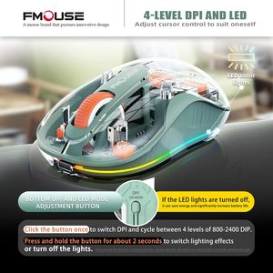 RGB Rechargeable Transparent <b>Mouse</b> Ergonomic silent Optical <b>Mouse</b> daul mode <b>for</b> Laptop Desktop <b>Computer</b> - Product Image 2