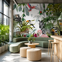Papier peint floral tropical jungle facile à poser, imperméable, pour bureau, hôtel, chambre, salon, décoration intérieure