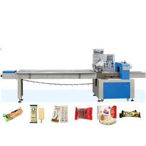 Multi-function Horizontal pillow flow packing oats cereal protein energy bars chocolate bar packaging machine