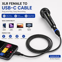 Câble Micro XLR Femelle vers USB-C, Cordon d'Enregistrement Audio Type-C pour Microphone Dynamique, Smartphone, Ordinateur Portable, Tablette, PC, Mixeur, Système PA