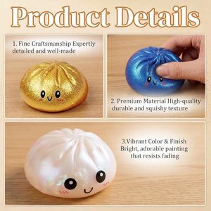 <b>Glitter</b> Dumpling, <b>Glitter</b> Dumpling Squishy with Box, 6 Color Options Dumplings Squishy Toy for Stress Relief (<b>Red</b>) - Product Image 4
