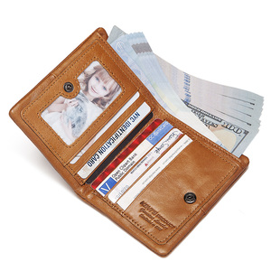 Billetera <span class=keywords><strong>de</strong></span> cuero genuino para hombre, tarjetero <span class=keywords><strong>de</strong></span> alta calidad, suave, a la moda, venta al por mayor - Product Image 1