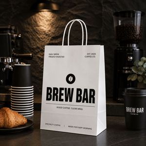 Bolsa de Papel Kraft Blanca Impresa Personalizada con Asas Retorcidas, Embalaje para Llevar Comida de Panadería y Café, Bolsa de Compras Ecológica OEM - Product Image 6