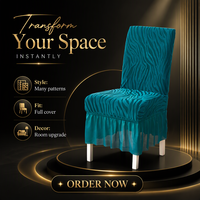 Housse de chaise moderne à rayures avec jupe élastique, housse de table à manger pour usage domestique et hôtelier, housses universelles pour mariage