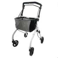 Déambulateur en aluminium à hauteur réglable, roues en PVC de 8 pouces, léger, facile à transporter, sac de courses de grande capacité, design durable