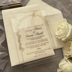 Customized Luxury Velvet <b>Envelopes</b> Transparent Laser Engraved Acrylic Card 5x7in Gloss Varnished Wedding Invitations <b>Gift</b> Set - Product Image 3