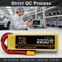 Batterie LiPo TCB RC améliorée 2200mAh 2S-6S 7.4V-22.2V 25C-100C pour avion RC à voilure fixe, FPV, UAV, modèle de voiture RC, pièces de rechange
