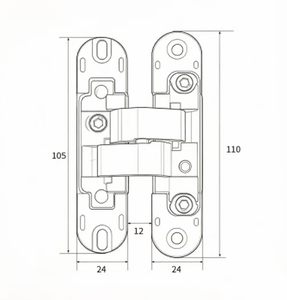 3D Adjustable Concealed <b>Door</b> Hinge 110X24 105X24 40KG Zinc Alloy Matte Black 180 Degree for Interior Wooden <b>Door</b> Hardware - Product Image 2