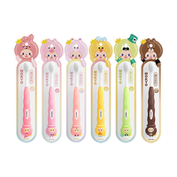 Vente en gros de brosses à dents pour enfants SAKURA, modèle S-760, à poils doux, personnalisées, avec motif de singe, manche en PP+TPE, pour un usage domestique