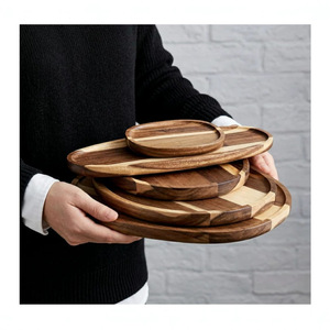 Wooden Minimalist Double Layer Rotating <b>Tray</b> Solid Wood Cheese Board Snack Fruit Cake Serving <b>Tray</b> For Coffee <b>Tea</b> Hotel Use - Product Image 4