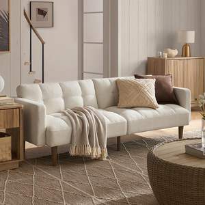 Sofá de tela de futón moderno de mediados de siglo, sofá Boucle, <span class=keywords><strong>cama</strong></span> para sala de estar y dormitorio, venta al por mayor - Product Image 1