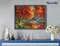 Kit complet de peinture acrylique DIY pour adultes, motif 'Art imprimé', paysage de bateau fluvial d'automne, 40x50cm, rectangulaire, écologique