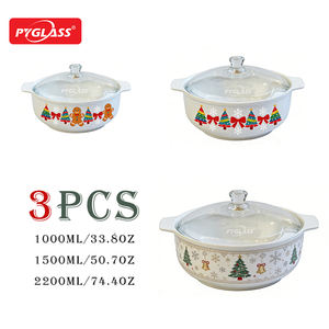 Ollas de Cerámica Pyglass con Tapa de Vidrio <span class=keywords><strong>y</strong></span> Lindas Calcomanías, Cazuela para el Hogar, Apta para Fuego, <span class=keywords><strong>Horno</strong></span> <span class=keywords><strong>y</strong></span> Congelador - Product Image 3