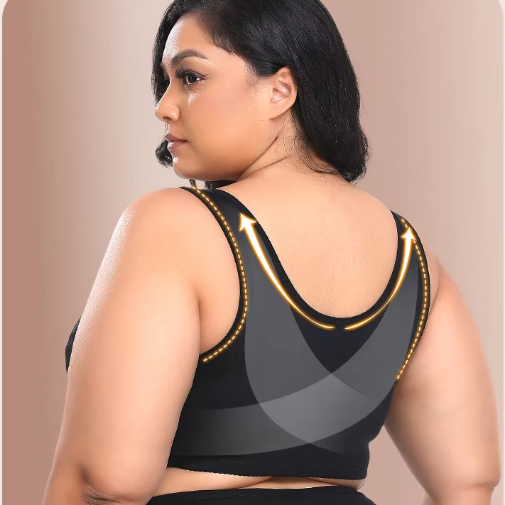 Women's Sexy Plus Size Push-Up Bra Seamless Design Front Closure Full Coverage Deep Cup XXL XXXL 4XL 5XL Solid Embroidered