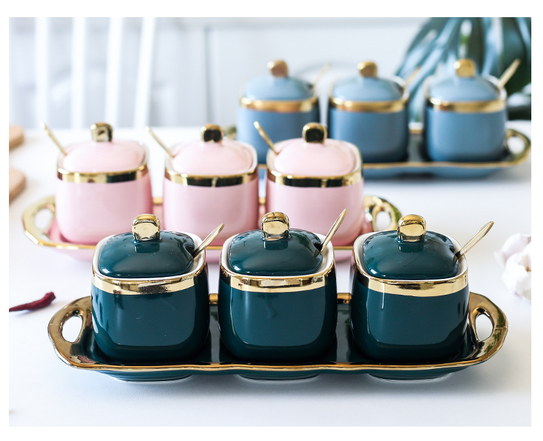 Керамическая банка для соли, сахара, перца в скандинавском стиле, банка для специй, набор из 3 шт., коробка для приправ