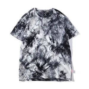 Summer clothes ins Harajuku style retro gradient tie-dyed printed short-sleeved T-shirt Japanese fashion brand men's casual half