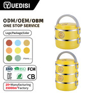 Yuedisi Edelstahl Bento Lunchbox 3-Schichtige Stapelbare Thermische Lebensmittelbehälter mit Deckel für Kinder und Erwachsene