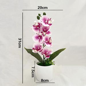 Plante artificielle en pot, orchidée papillon à 7 têtes, réaliste et faite à la main, décoration moderne pour la maison, pour Thanksgiving et la remise des diplômes - Product Image 4