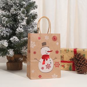 Nouvel arrivage de sac en papier kraft avec motif d'arbre de Noël Elk Snow Foil Papier kraft marron écologique pour pizza Cadeaux de réveillon de Noël - Product Image 3