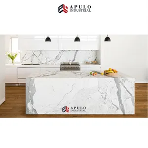 Desain Fashion Marmer Meja Meja Putih Poles Marmer Ubin Benchtop Counter Top Marmer Slab Harga untuk Dapur