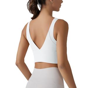 Soutien-gorge de sport pour femme OEM, design dos nageur à col en V, doux comme un nuage, avec bonnets intégrés, haute élasticité, respirant, style fitness et yoga - Product Image 4