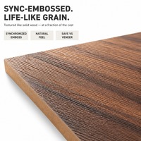 Panneau MDF texturé stratifié en fibre de bois, grain de bois gaufré synchronisé, mélaminé, E0, résistant à l'humidité, pour aménagement moderne sur mesure