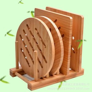 Bamboo Coasters Round Hollowed Out Non Slip Kitchen Mats For Hot Pot <b>Teacup</b> Bowl Placemats With Drain Rack - Product Image 3