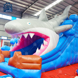 Ocean Shark Theme Inflatable Water Slide 3D Giant Sea Animal Mouth Blow up Slide Outdoor Kids Commercial Amusement Park Rental - Product Image 4
